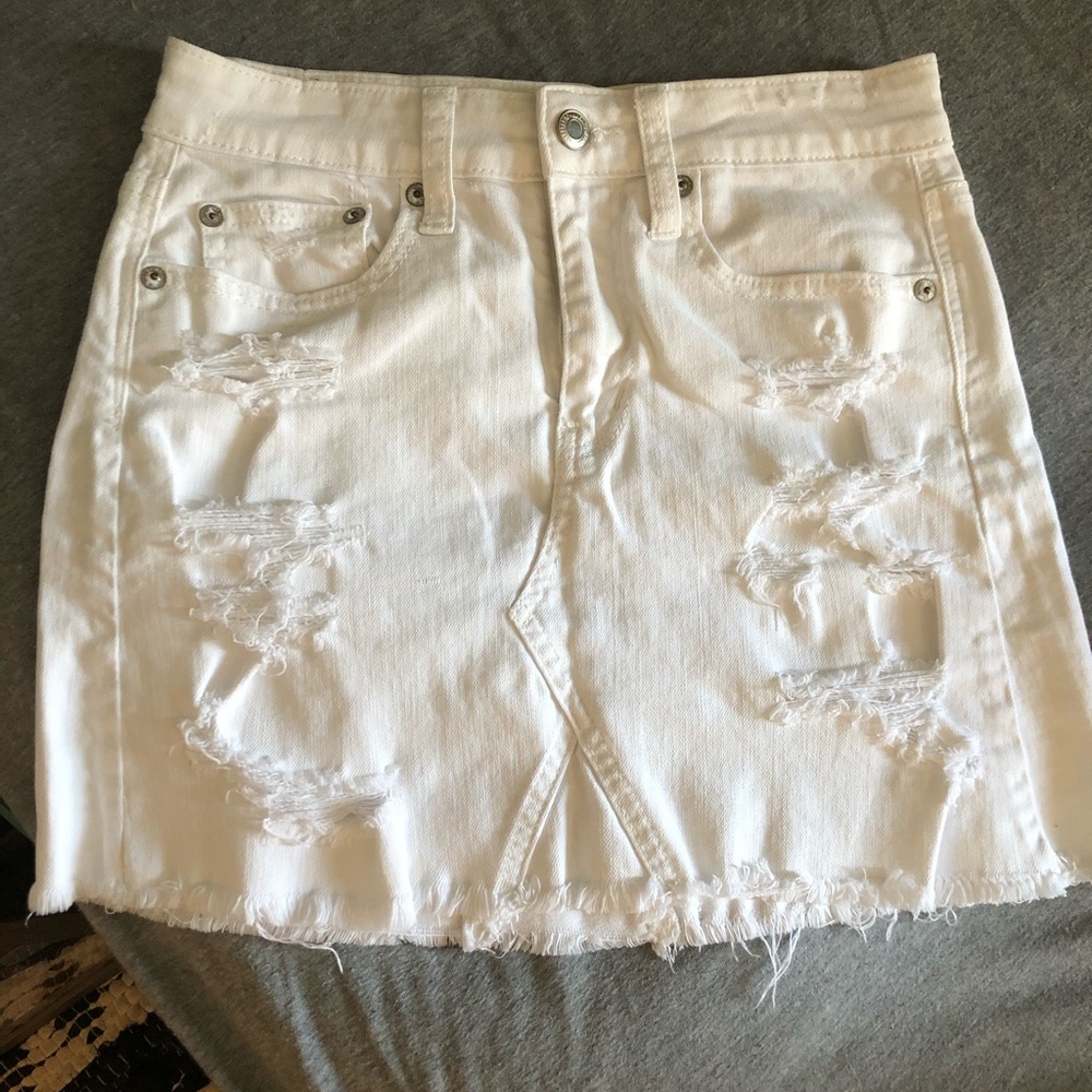 White Distressed Skirt